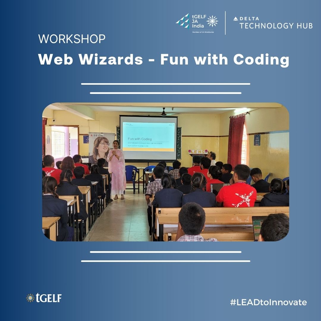 tGELF's tweet image. Over 50 high school students walked away feeling inspired and excited from our session with Delta Tech Hub, Web Wizards: Fun with Coding, having learned the basics of coding through interactive games. 

#tGELF #JAIndia #DeltaTechHub #WebDevelopment #Workshop #FutureCoders #STEM
