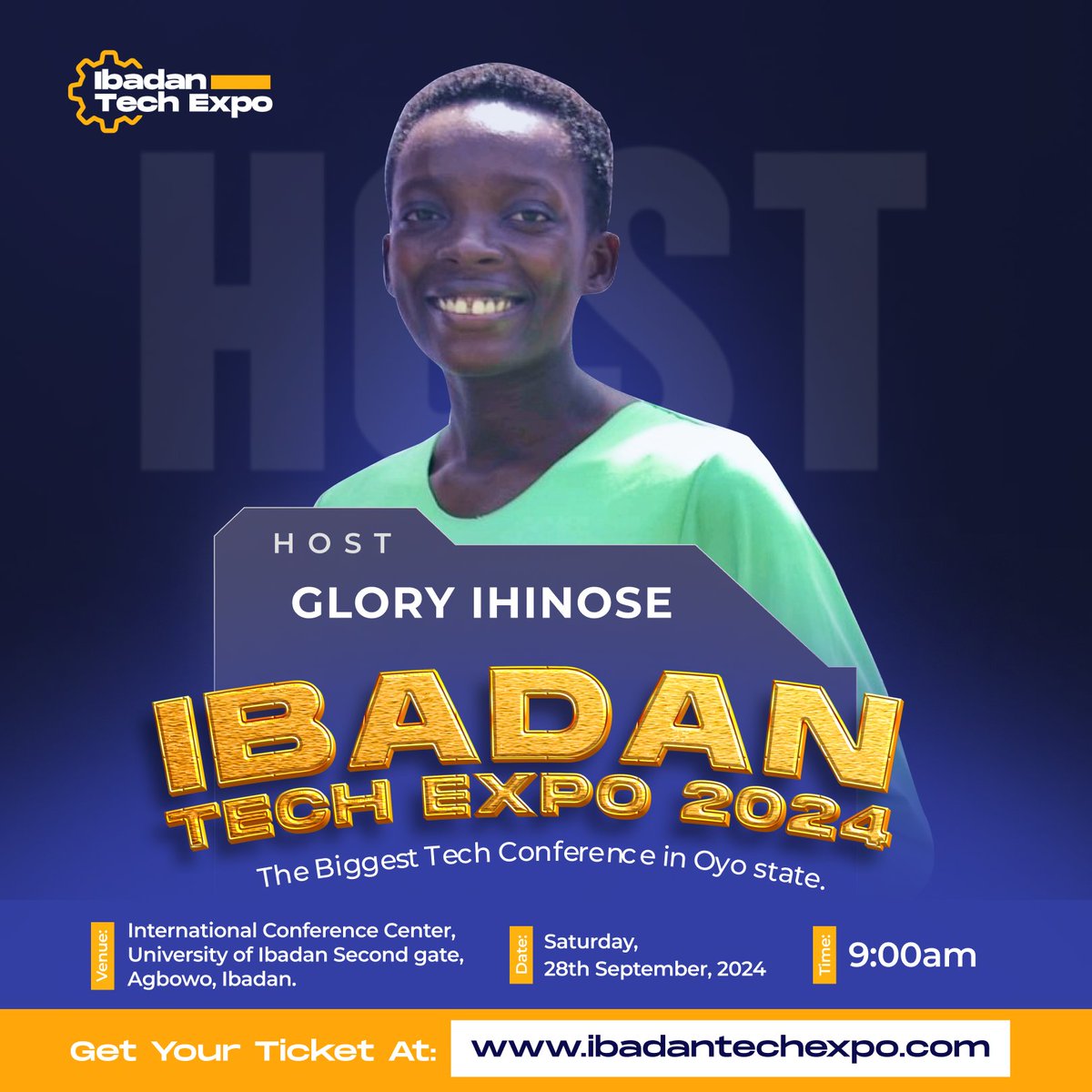 IbadanTechExpo's tweet photo. And the last but by no means the least of our five main hosts is the multi-talented MC and Voice over artiste @IhinoseGlory. We are excited to have her give our guests a fun time on the #IbadanTechExpo24 stage. https://t.co/XrbXTqHDty
