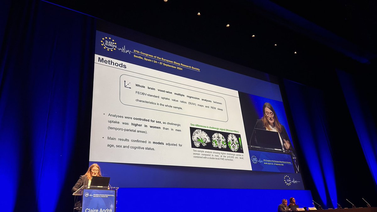 Laura Stankeviciute, PhD (@laura_sofia_s) on Twitter photo Very elegant and novel work by <a href="/claire_c_andre/">Claire André, PhD</a> on cholinergic denervation and REM slowing in CU adults 🧠⚡️
Also interesting sex differences on cholinergic uptake — females having higher signal in temporo-parietal regions 👀
#SleepEurope2024 #sleep <a href="/ESRS_Sleep/">ESRS</a> <a href="/SleepPIA/">Sleep and Circadian Rhythms</a> Very elegant and novel work by <a href="/claire_c_andre/">Claire André, PhD</a> on cholinergic denervation and REM slowing in CU adults 🧠⚡️
Also interesting sex differences on cholinergic uptake — females having higher signal in temporo-parietal regions 👀
#SleepEurope2024 #sleep <a href="/ESRS_Sleep/">ESRS</a> <a href="/SleepPIA/">Sleep and Circadian Rhythms</a>