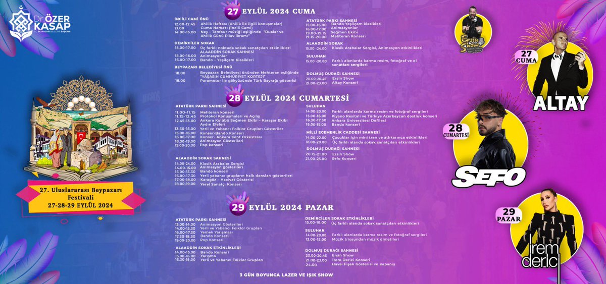 Tarih ve kültürle dolu bir hafta sonu için Beypazarı’na davetlisiniz! 

27-28-29 Eylül’de Beypazarı’nda buluşalım.
