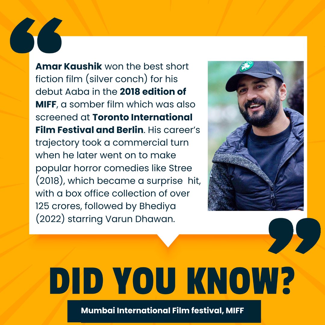 From short films to blockbuster hits, Amar Kaushik's journey in filmmaking is a testament to his evolving artistry and commercial success. Starting with the critically acclaimed 'Aaba' and soaring to new heights with 'Stree' and 'Bhediya' ✨ 

#AmarKaushik #FilmDirector #MIFF