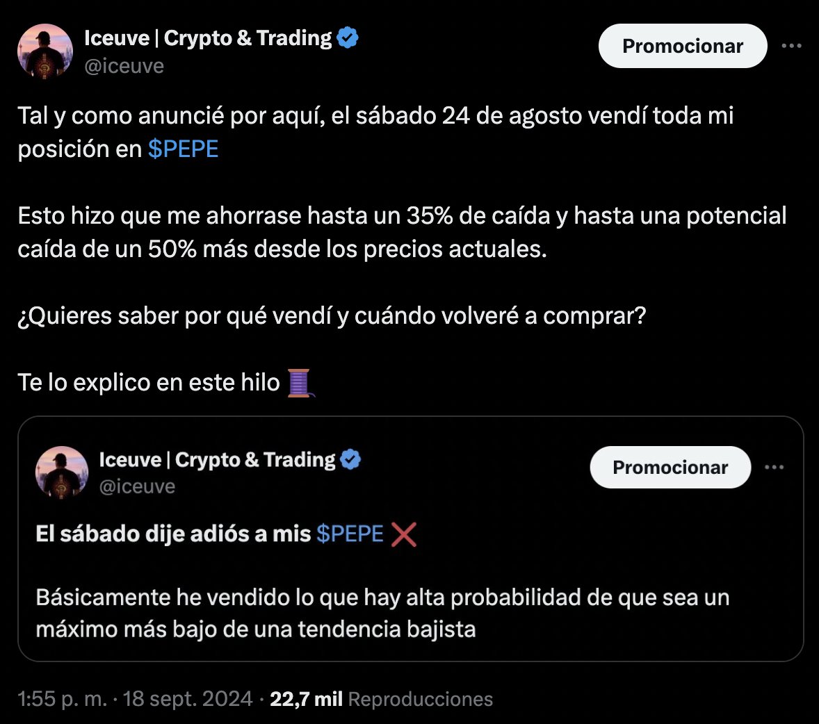 iceuve's tweet photo. Ha llegado el momento de comprar $PEPE

Hace unas semanas te explicaba por qué vendí y qué tenía que ocurrir para que yo volviese a comprar

¿Ha llegado el momento?

Vamos a verlo 🧵