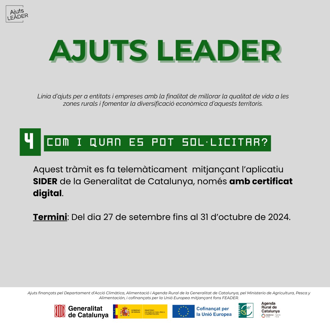 LEADERcatcentral (@leadercatcent) on Twitter photo ⚠️ ATENCIÓ
S'ha obert la convocatòria d'ajuts LEADER 2024
Termini fins el 31 d'octubre
més informació a ajuts@leadercatcentral.cat <a href="/ccsegarra/">Consell Comarcal de la Segarra</a> <a href="/CCSolsones/">Consell Comarcal del Solsonès</a> ⚠️ ATENCIÓ
S'ha obert la convocatòria d'ajuts LEADER 2024
Termini fins el 31 d'octubre
més informació a ajuts@leadercatcentral.cat <a href="/ccsegarra/">Consell Comarcal de la Segarra</a> <a href="/CCSolsones/">Consell Comarcal del Solsonès</a>