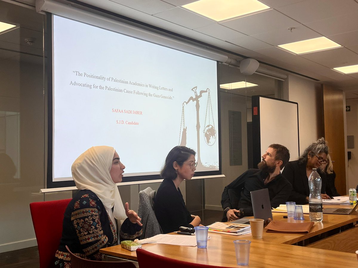 Nora Jaber - نورة جابر (@noratjaber) on Twitter photo Really moving & thought-provoking panel with <a href="/JaberSafaa48/">Safaa Jaber</a> <a href="/SeanMac_R/">John Reynolds</a> <a href="/ZoeBantleman/">Zoe Bantleman</a>, chaired by <a href="/DrVidyaKumarUK/">DrVidyaKumar @bsky 🕵️⚖️🪐🚀🇵🇸 (She/Her)</a>. Important reflections on involvement of Palestinian and other scholars in open letter writing and signing across different geographies. Really moving & thought-provoking panel with <a href="/JaberSafaa48/">Safaa Jaber</a> <a href="/SeanMac_R/">John Reynolds</a> <a href="/ZoeBantleman/">Zoe Bantleman</a>, chaired by <a href="/DrVidyaKumarUK/">DrVidyaKumar @bsky 🕵️⚖️🪐🚀🇵🇸 (She/Her)</a>. Important reflections on involvement of Palestinian and other scholars in open letter writing and signing across different geographies.