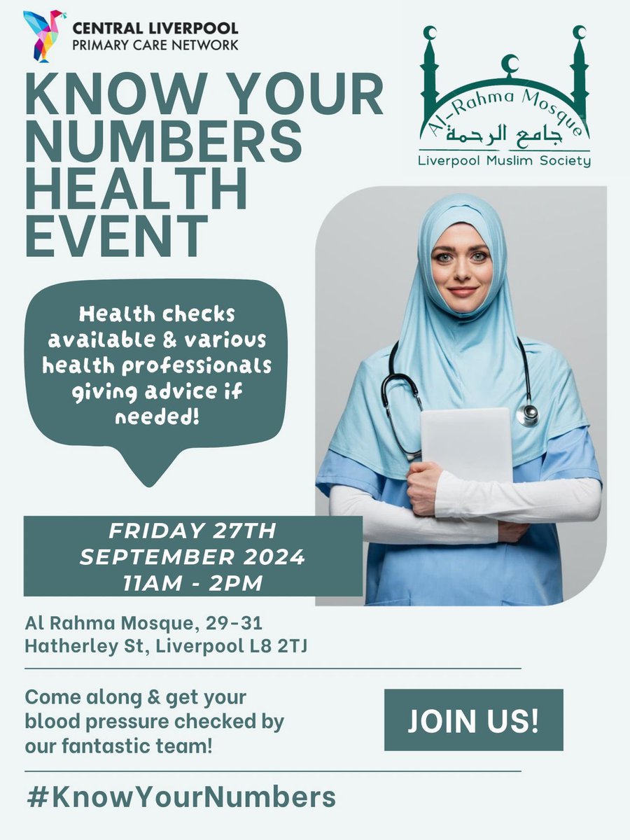 Rahima farah (@rahima_farah) on Twitter photo On today <a href="/LMS_ALRAHMA/">Liverpool Muslim Society</a> -Know Your Numbers Week maybe be over but that doesn't mean the importance of getting your blood pressure checked is! See below for more info. <a href="/JVWilliams13/">John V Williams</a> <a href="/LiverpoolPH/">Public Health Liverpool</a> <a href="/DPH_MAshton/">Prof Matt Ashton FFPH (also on Bluesky)</a> On today <a href="/LMS_ALRAHMA/">Liverpool Muslim Society</a> -Know Your Numbers Week maybe be over but that doesn't mean the importance of getting your blood pressure checked is! See below for more info. <a href="/JVWilliams13/">John V Williams</a> <a href="/LiverpoolPH/">Public Health Liverpool</a> <a href="/DPH_MAshton/">Prof Matt Ashton FFPH (also on Bluesky)</a>