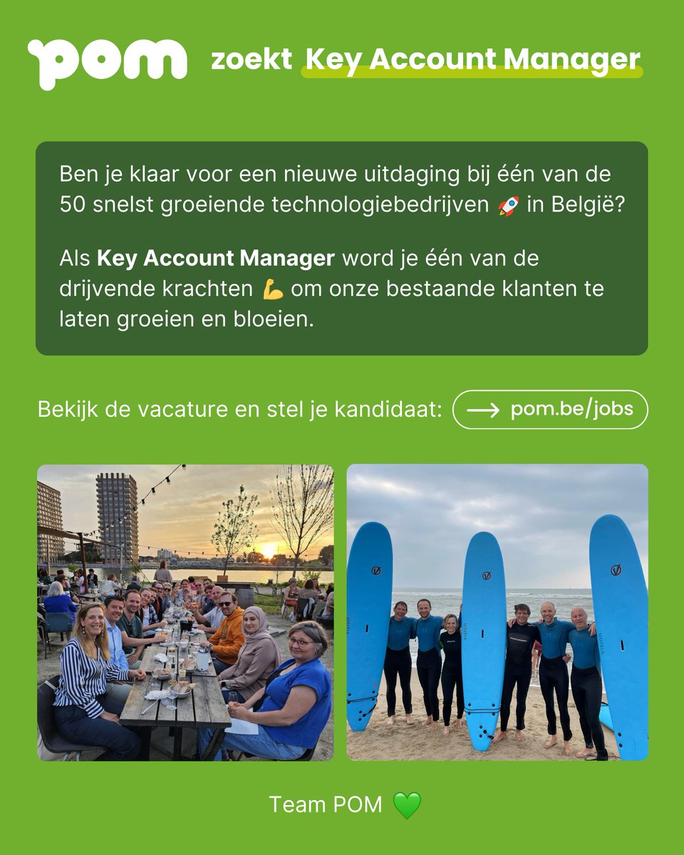 ⏰ Job alert! POM is op zoek naar een gedreven 𝐊𝐞𝐲 𝐀𝐜𝐜𝐨𝐮𝐧𝐭 𝐌𝐚𝐧𝐚𝐠𝐞𝐫 (B2B) om ons team te versterken. ➡️ Check de vacature op onze website: pom.be/nl/vacatures/k….