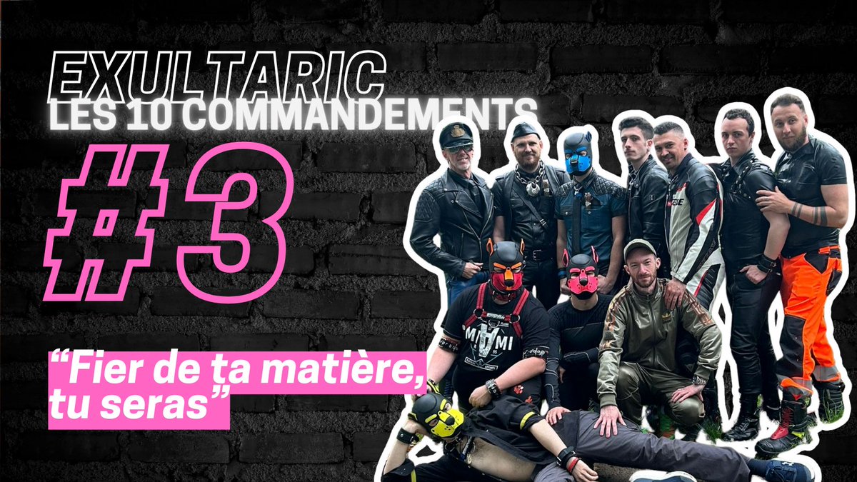 exultaric_'s tweet photo. LES 10 COMMANDEMENTS D'EXULTARIC 

"Fier de ta matière, tu seras"  

En cuir, PVC, latex, nylon... sois fier ! 🖤

LES 10 ANS D'EXULTARIC 
📅 10 au 13 octobre 2024

#gayrubber #fetish #gaykink #exultaric

@Flashpupp 
@pup_oggy
@motardlatex
@kiffeurbikernor
@Ab_Toutouf 
@Raikopup https://t.co/CZ6qO6Dp7l