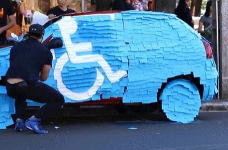GaryJk64's tweet photo. Now we get annoyed with people abusing disability parking spaces but DONT DO THIS or else! @gardainfo @GardaTraffic will not be impressed! This is not #OperationEnable or #MakeWayDay @liam_coburn @DisabilityFed @IrishWheelchair https://t.co/08zwJ3APzz