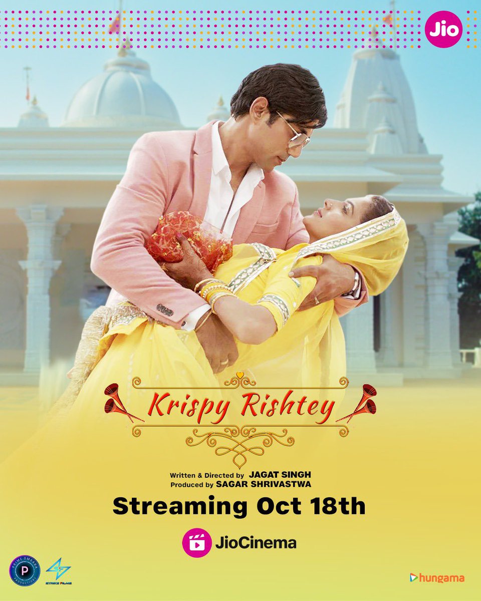 HotstarReality's tweet photo. Soon Serving: #KrispyRishtey on a platter made with love, humor, and a whole lotta drama! 😌❤️

#KrispyRishtey, streaming 18 October onwards, exclusively on #JioCinema

#SagarShrivastwa #JagatSingh #StrikeFilms #PrimeOmkara @Hungama_com 

#KrispyRishteyOnJioCinema #JioCinema https://t.co/yaqv1k9HsJ