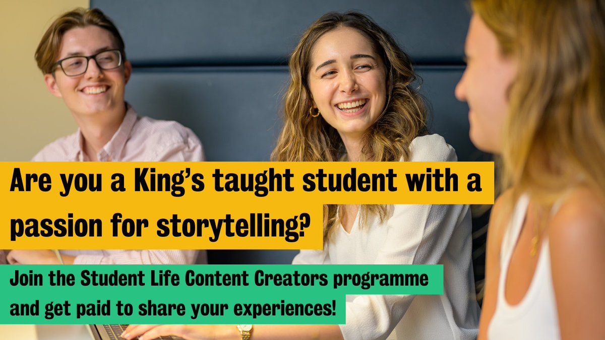 Excited to share your King's experience? Join the Student Life Content Creators programme. Get paid to create content that showcases student life at King’s. Open to all taught students. Applications close 06/09/24. 

➡️ Apply ow.ly/6xHo50Tu9u6

#KCLSU #KingsCollegeLondon
