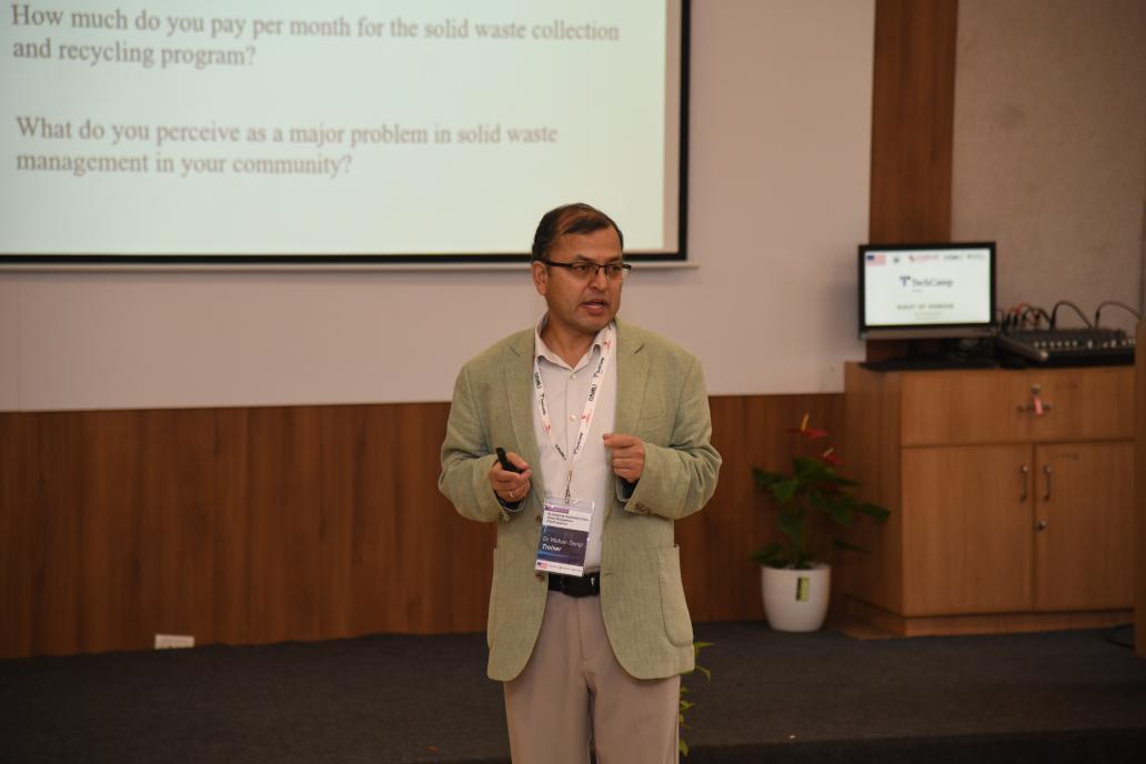 scwrm's tweet photo. Dr. Mohan Dangi from the University of California led a session on Sustainable Urban Waste Management, focusing on the contrasting waste management challenges across India, America, and Nepal. https://t.co/JT4xMefcyl