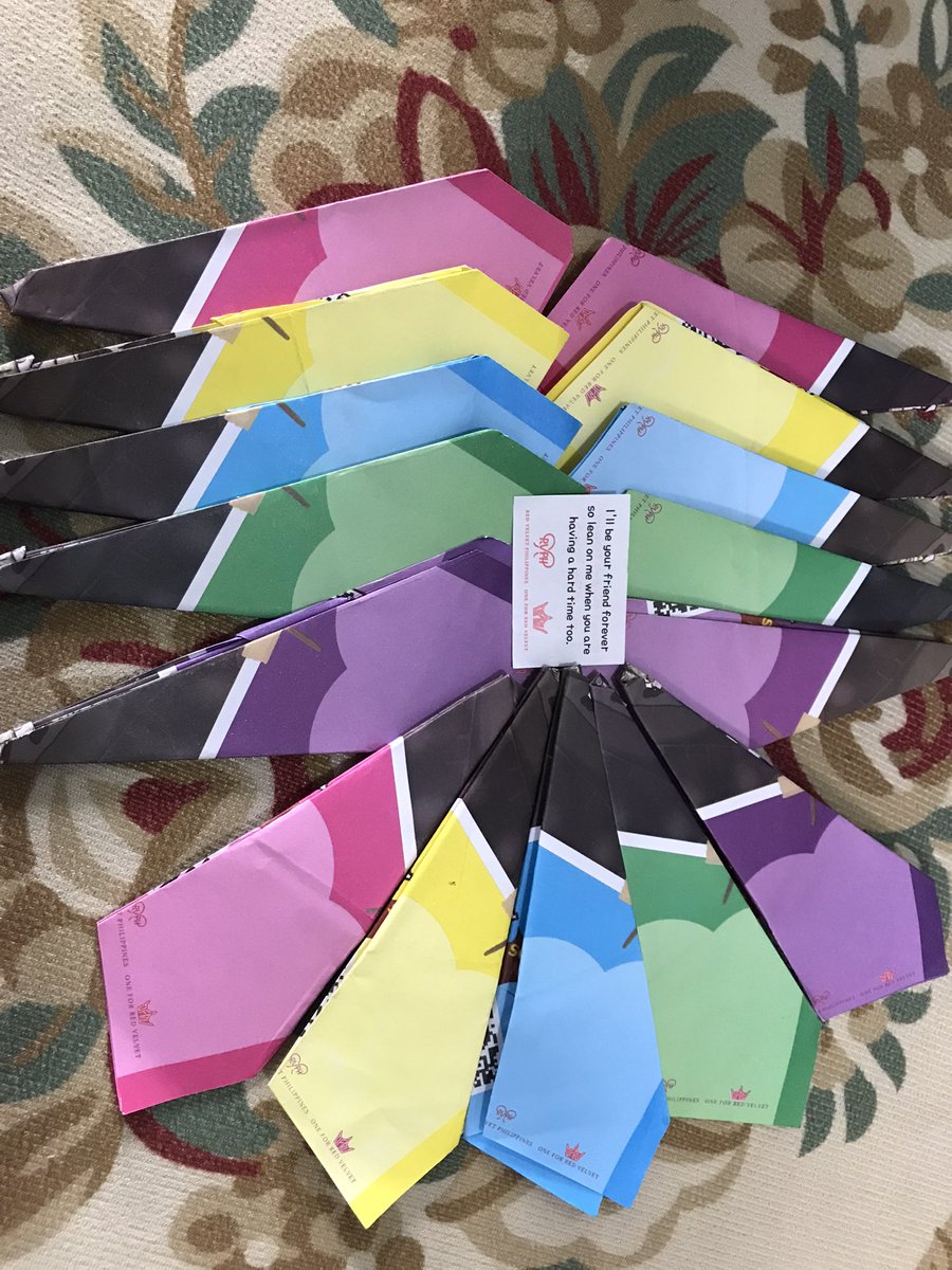 <a href="/teamRVPH_/">Red Velvet Philippines 🇵🇭</a> <a href="/oneforRV5/">One for Red Velvet</a> 
Thank You so much po!!!!!
I already received the paper planes and letter confetti from the RV fancon 😍
💗💛💙💚💜