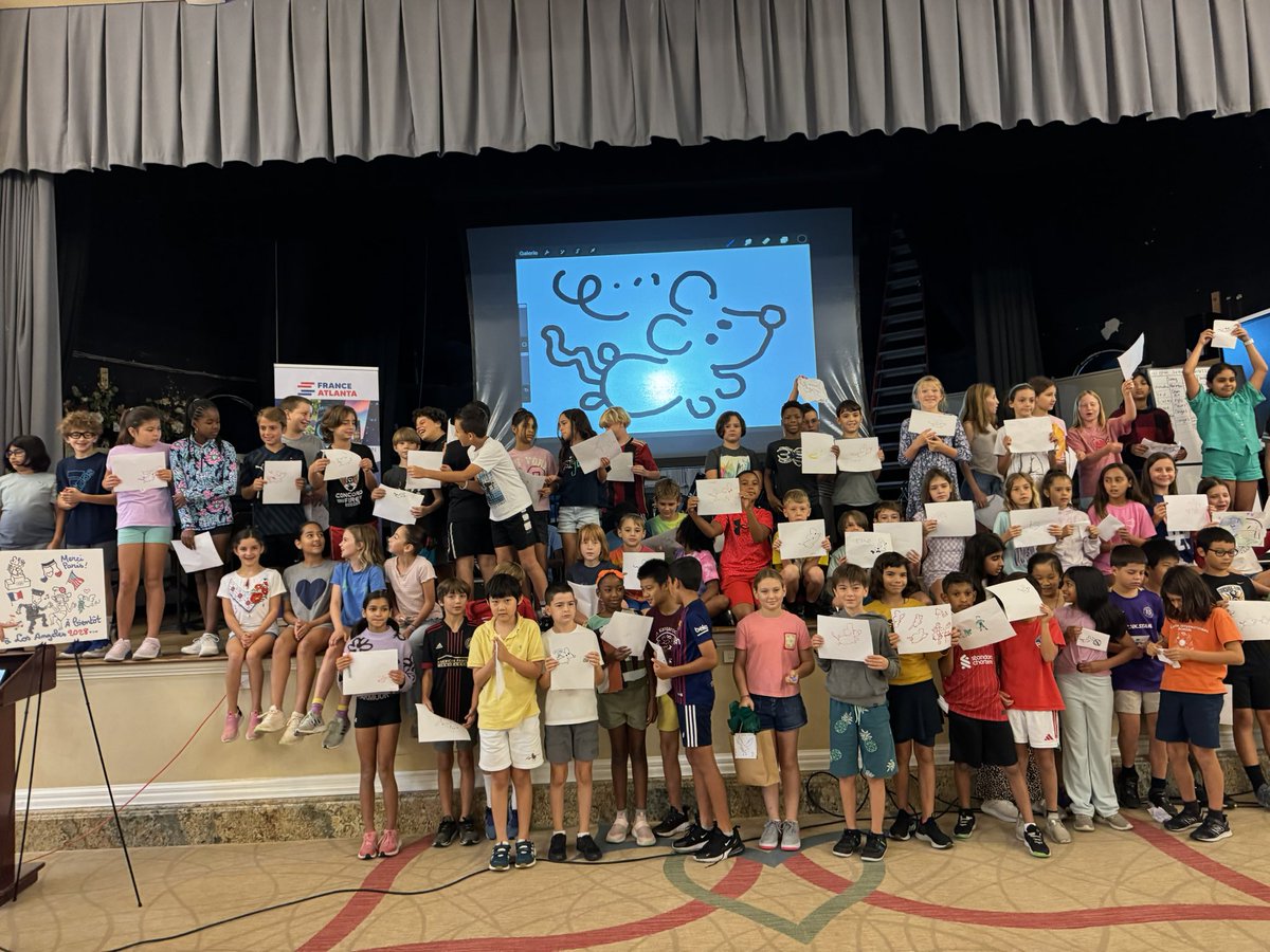 plantu's tweet photo. MERCI ATLANTA ❤️🇺🇸🇫🇷 ❤️: rencontres avec les élèves de CM2  à l’Atlanta International School. https://t.co/e9OGfnE4x5