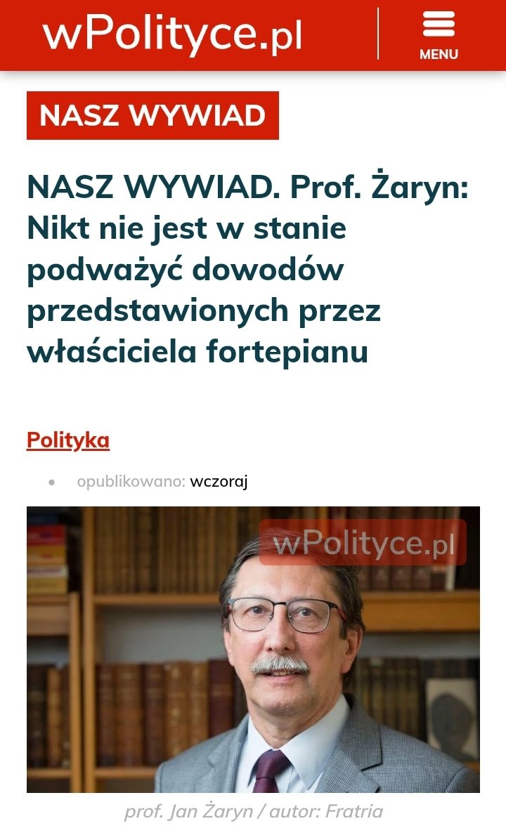 Jan Żaryn kłamie, a autor wywiadu u Karnowskich chyba o tym wie, bo wstydził się podpisać pod nim. <a href="/WBiedron/">Wojciech Biedroń</a> to Ty? 
Żaryn mówi o dokumentach, które potwierdzają autentyczność fortepianu Paderewskiego. NIE MA TAKICU DOKUMENTÓW.
Żaryn mówi że fortepian pochodzi z aukcji w 1954 r.