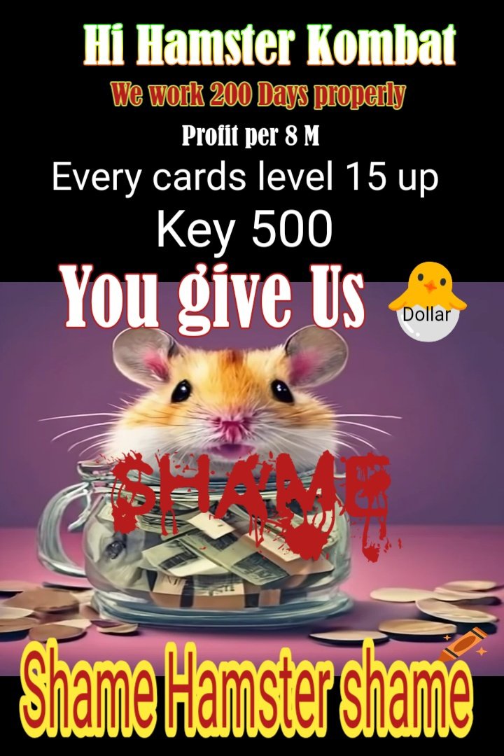 News_Crypto3's tweet photo. Hamster shame.
@hamster_kombat 
@realDogsHouse 
Dog is best for u. https://t.co/f6b9Pp0lNZ