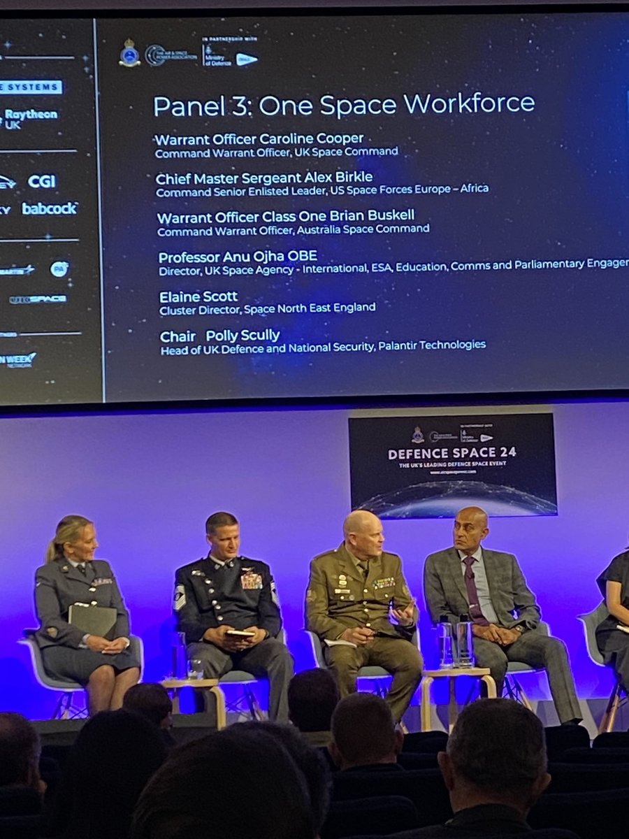 The UK Defence Space Conference 2024 continues with WO1 Brian Buskell representing Australia on the ‘One Space Workforce’ panel. The panel discussed the challenges of developing a workforce for the military and space sector now and into the future. #yourADF
 #DefenceSpace