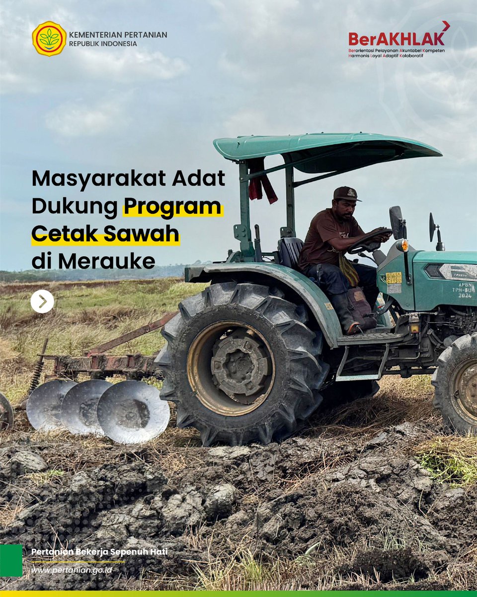 kementan's tweet photo. 1. SobaTani, program cetak sawah yang digarap Kementerian Pertanian pada 2025 mendatang di Merauke, mendapat dukungan dari masyarakat adat Merauke. 
Ketua Lembaga Masyarakat (LMA) Ilwayab Kabupaten Merauke, Yohanes Mahuse memastikan program cetak sawah ini tidak ada masalah, - https://t.co/zGaO7DAYJ0