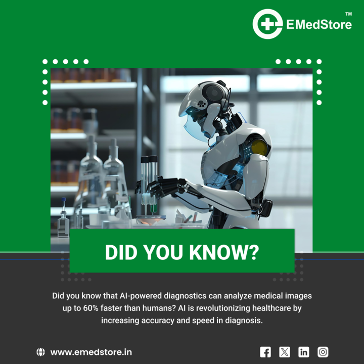 emed_pharmatech's tweet photo. Did you know that AI-powered diagnostics can analyze medical images up to 60% faster than humans? AI is revolutionizing healthcare by increasing accuracy and speed in diagnosis.
#didyouknow #fridayfunfacts #knowledge #godmorningfriday #funnyfacts #AI #emedhealthtech #emedstore https://t.co/5di63zQWDx