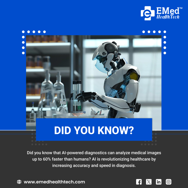 EmedHealthtech's tweet photo. Did you know that AI-powered diagnostics can analyze medical images up to 60% faster than humans? AI is revolutionizing healthcare by increasing accuracy and speed in diagnosis.
#didyouknow #fridayfunfacts #knowledge #godmorningfriday #funnyfacts #AI #emedhealthtech #emedstore https://t.co/sdjTC1cTj0