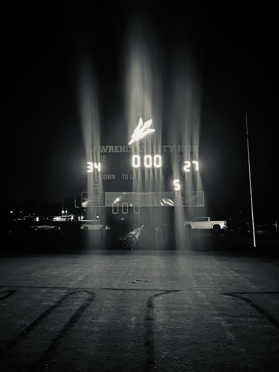 SHARE THE W‼️ For the first time since 1998 the Red Devils go into Haleyville and come out with an overtime non-region road win. They turned off their scoreboard quickly after the homecoming loss so we decided we would just light up ours! #GBR