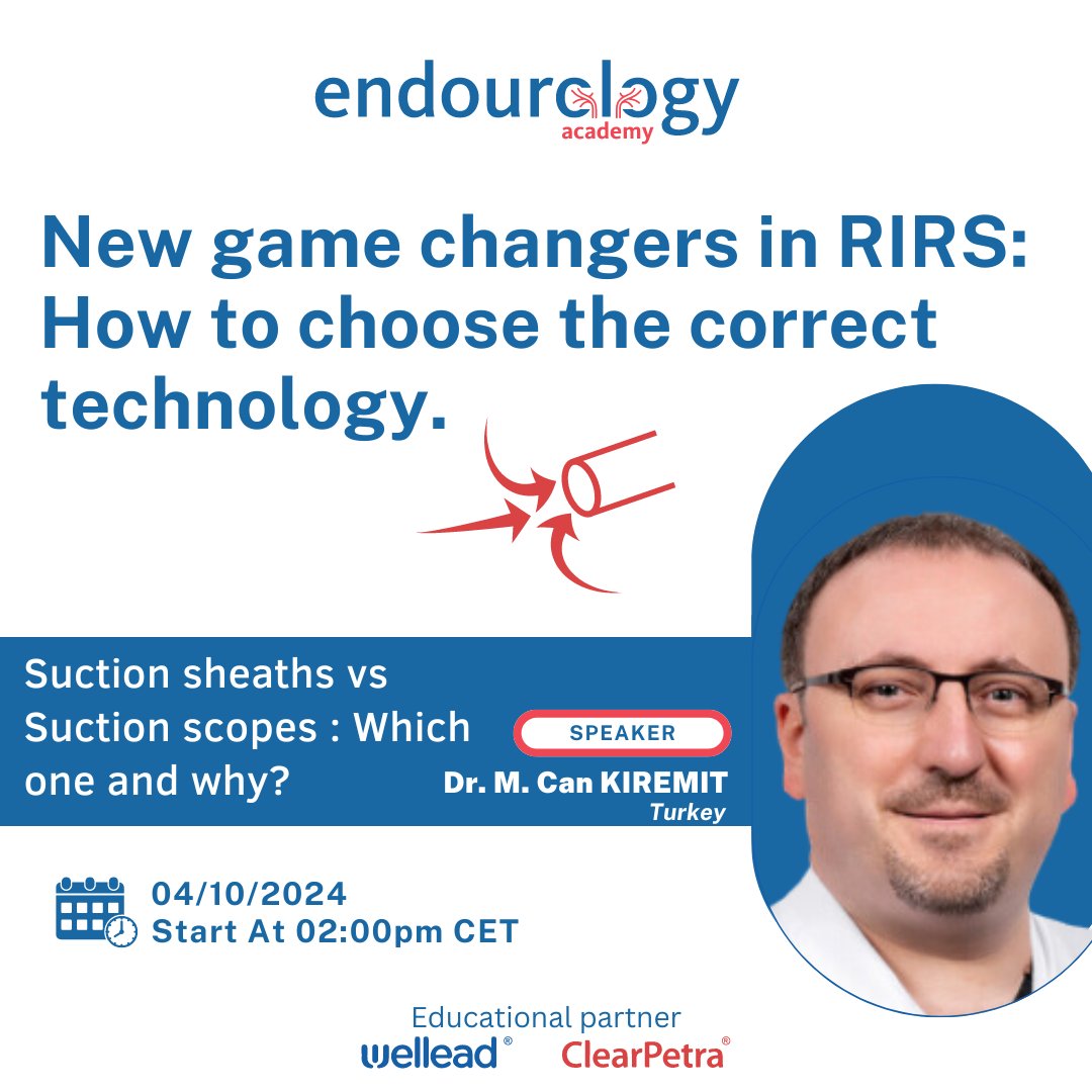 Endourology Academy (@endouroacademy) on Twitter photo Prof <a href="/elgrecocan/">Murat Can Kiremit</a> "Will talk about Suction sheaths vs Suction scopes: Which one and why?" during
<a href="/endouroacademy/">Endourology Academy</a> webinar "New game changers in RIRS: How to choose the correct technology." Webinar registration: endourologyacademy.com/webinar/23
supported by <a href="/ClearpetraL/">ClearPetra-Well Lead</a> Prof <a href="/elgrecocan/">Murat Can Kiremit</a> "Will talk about Suction sheaths vs Suction scopes: Which one and why?" during
<a href="/endouroacademy/">Endourology Academy</a> webinar "New game changers in RIRS: How to choose the correct technology." Webinar registration: endourologyacademy.com/webinar/23
supported by <a href="/ClearpetraL/">ClearPetra-Well Lead</a>