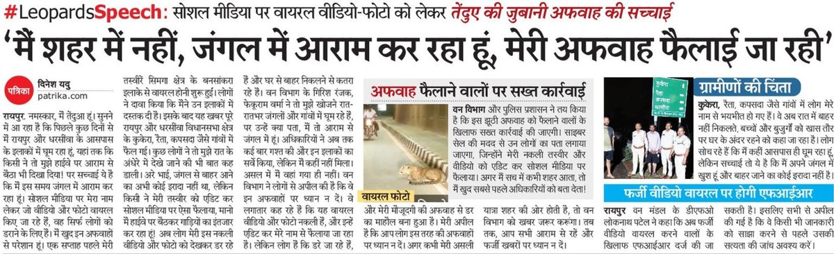 '' मैं शहर में नहीं, जंगल में आराम कर रहा हूं, मेरी अफवाह फैलाई जा रही' <a href="/patrikacg/">Patrika Chhattisgarh</a> <a href="/rpbreakingnews/">Rajasthan Patrika</a> <a href="/pankaj07081976/">pankaj shrivastava</a> <a href="/PMOIndia/">PMO India</a> <a href="/narendramodi/">Narendra Modi</a> <a href="/SaiVishnudeo/">vishnudeosai</a> <a href="/KedarKashyapBJP/">Kedar Kashyap</a> <a href="/cgforest/">CG Forest Department</a>