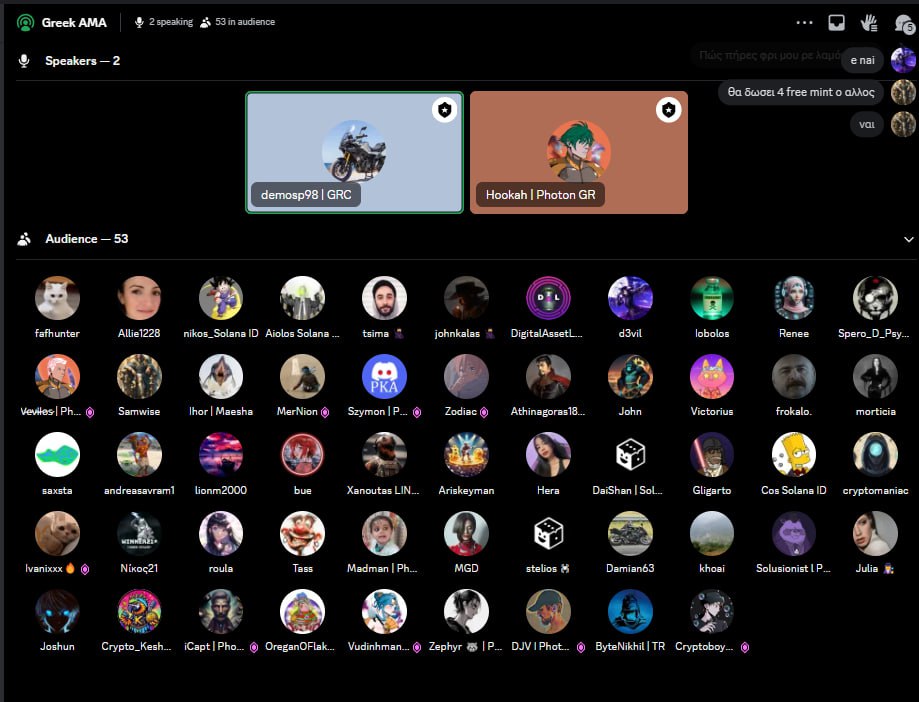Huge thanks to everyone who tuned in for the Greek AMA! 🇬🇷

Special shoutout to @hookah575 &amp; <a href="/demosp98/">Demosp98gr</a> for hosting an amazing session. Your engagement keep pushing Photon forward! 🙌
