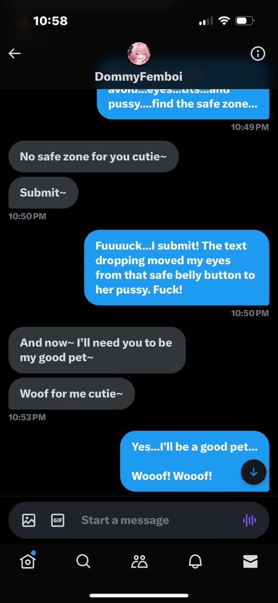 Simplicity4884's tweet photo. Goodness, lost a one-sided #wankbattle to @DommyFemboi 

Started ok. But once the Nagatoro challenges started I couldn’t escape 🥵

Will be a good pet for the time being 🐶 Woof! https://t.co/QYnYQFJbas