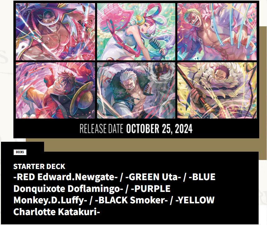 [Website Update]
Hey One Piece Pirates!
Here’s what is updated this week!
EVENTS:
-Spiel Essen 2024
-PAX Aus 2024
PRODUCTS:
-Starter Decks [ST-15]-[ST-20]
OTHER:
-Rules of use for Japanese ver, English ver, …
Topics Page Link: x.gd/Sp4Om
#ONEPIECE
#onepiececardgame