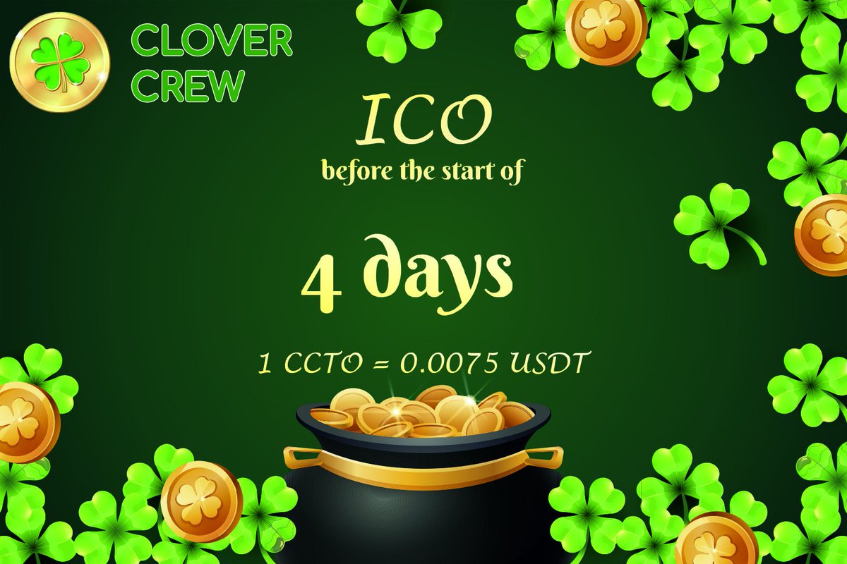 CloverCrewIO's tweet photo. ⏳ Time is ticking! Clover Crew ICO is launching soon. Get ready to make a difference and grow with us. October 1st, 2024 #CloverCrew #Innovation #Charity #Blockchine https://t.co/wewavWPJkr