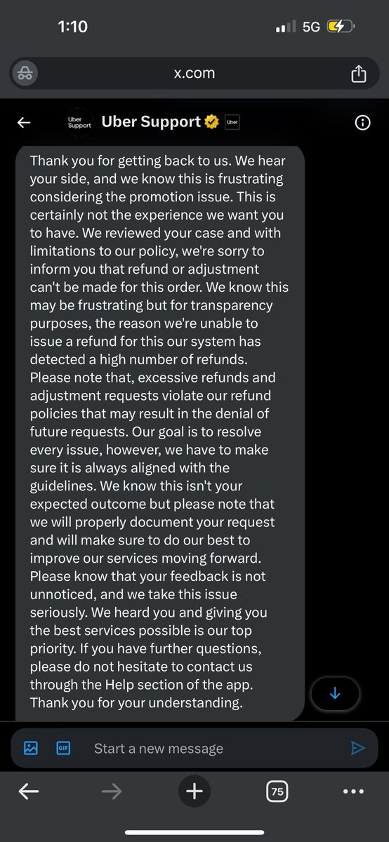 s_annapareddy's tweet photo. @dkhos @Uber_Support @UberEats 

Hi sir,
Recently i ordered in walmart there was an issue in over charge in pricing and i connected to support team, they can adjust the price because the refund issue limit has reached is reason.
But the fualt transaction issue not resolved. https://t.co/1NvxXiJXpL