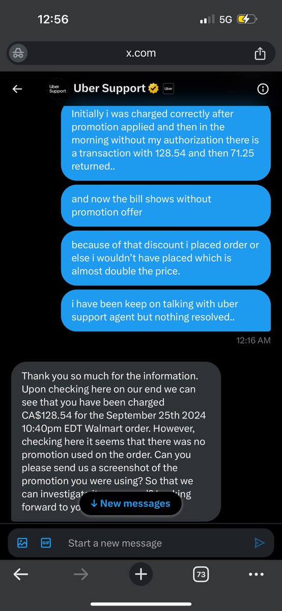 s_annapareddy's tweet photo. @dkhos @Uber_Support @UberEats 

Hi sir,
Recently i ordered in walmart there was an issue in over charge in pricing and i connected to support team, they can adjust the price because the refund issue limit has reached is reason.
But the fualt transaction issue not resolved. https://t.co/1NvxXiJXpL