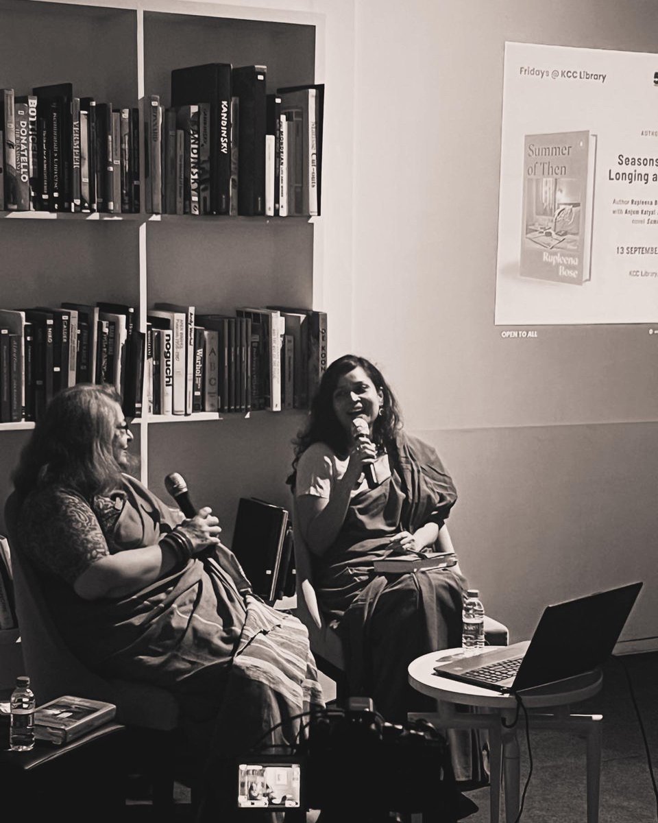 papercheesecake's tweet photo. Between longing and leaving; this city. A wonderful talk in Calcutta about memory, partition and it's undiscovered archives in Summer of Then. Anjum Katyal and I at @kccinkolkata and KCC library. Many thanks to @ennkishore for the black & white photos of the talk. #summerofthen https://t.co/Izxp2rU8Z7
