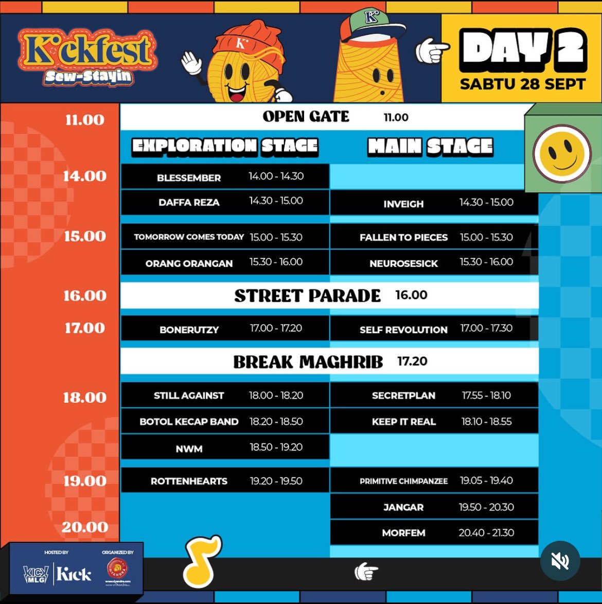 Besok 15:00 di main stage kickfest. Lapangan Rampal.