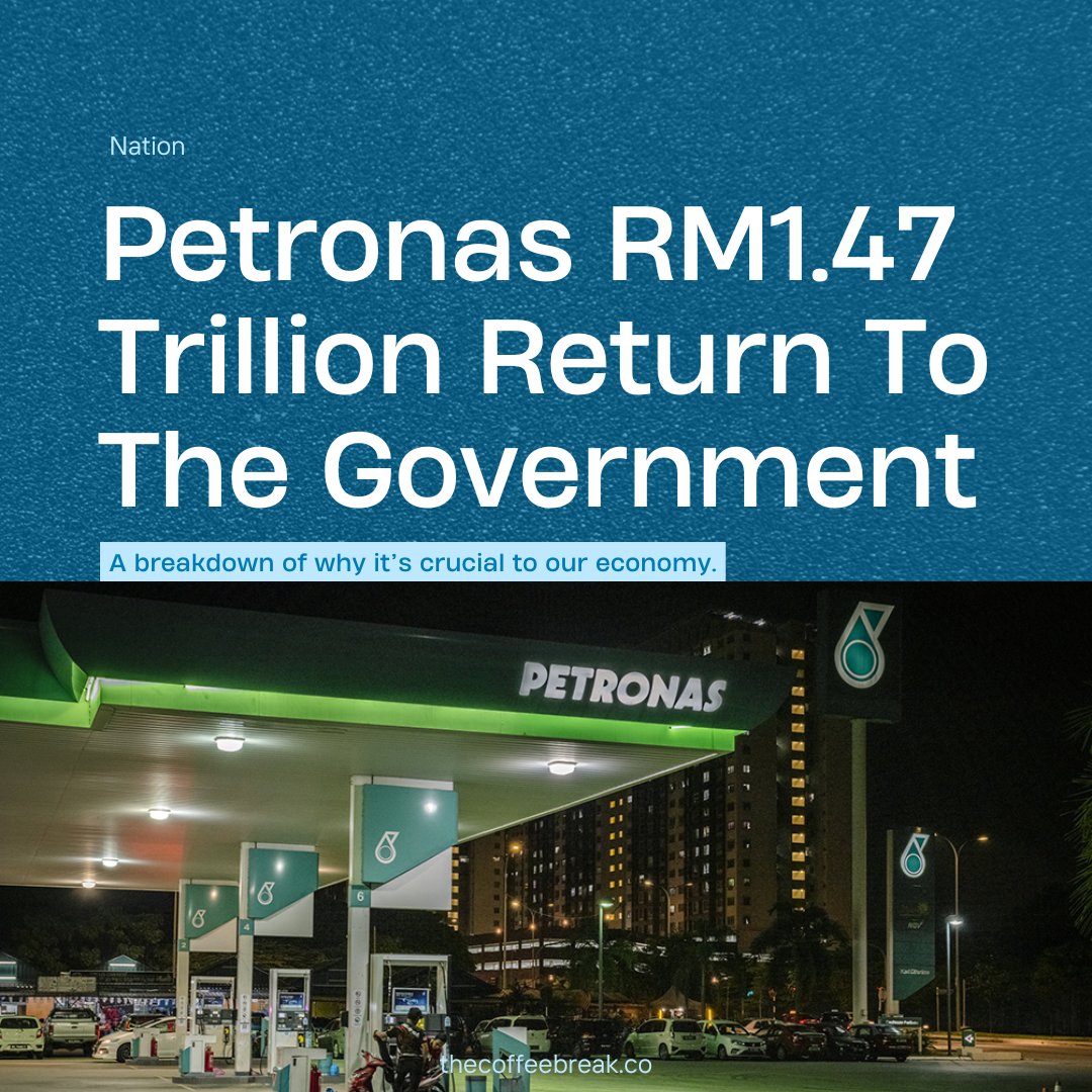 BreakMyCoffee's tweet photo. Since its founding, Petronas has returned RM1.47 TRILLION to the Malaysian government.

Here's a breakdown of the national oil giant's journey and why it's crucial to Malaysia's economy.

🧵 A Thread: 1/11