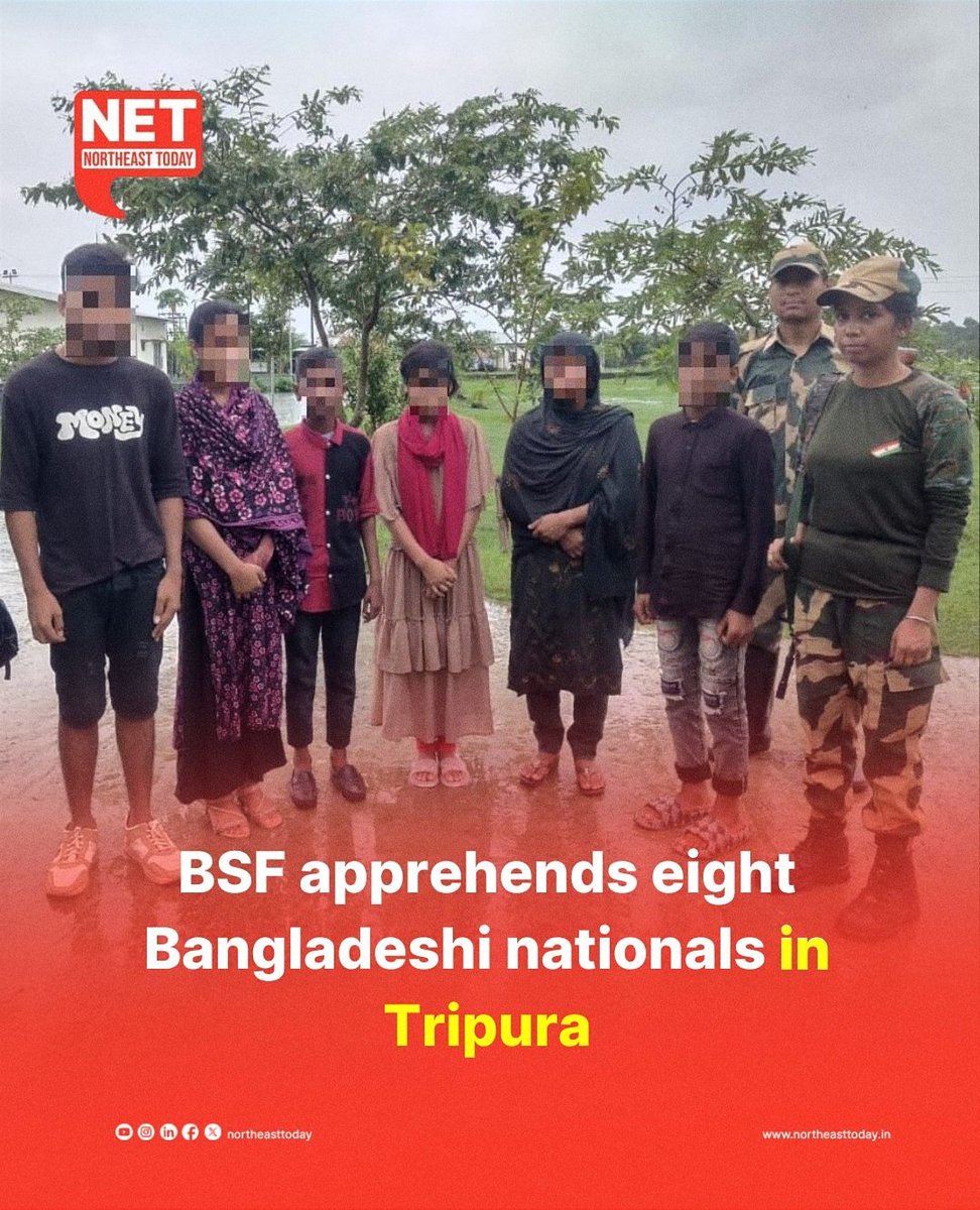 RanaNep's tweet image. #NETSnippet | In a series of operations, Border Security Force (BSF) troops apprehended eight Bangladeshi nationals attempting to cross the India-Bangladesh border illegally.
