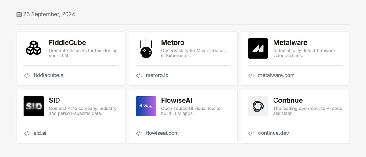 NewDevTools's tweet image. Today&apos;s 6 new dev tools to check out:

1. @FiddleCubeAI - Generate datasets for fine-tuning your LLM.

2. @metoro_ai - Observability for Microservices in Kubernetes.

3. @getmetalware - Automatically detect firmware vulnerabilities.

4. @try_sid - Connect AI to company, industry,…