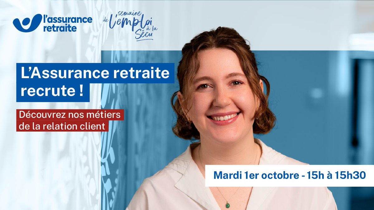 Ne manquez pas le webinaire qu’organise <a href="/L_ARetraite/">L'Assurance retraite</a> le 01/10 autour des métiers qu’elle propose dans la relation client. Des collaborateurs témoignent et vous pourrez leur poser toutes vos questions !
Inscriptions ➡ lassuranceretraite.esii-orion.com/orion-animatio…
#Emploi #LAssuranceRetraite