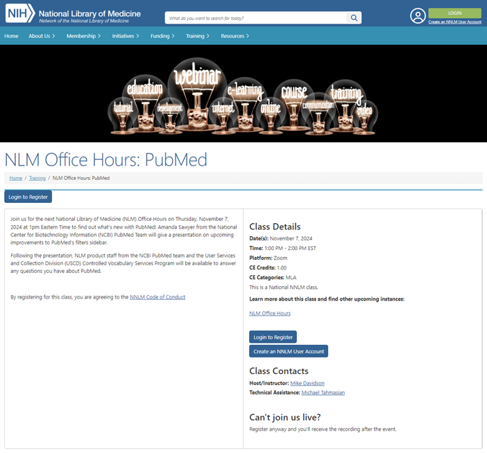 Novedades de #PubMed
▶️▶️▶️Mejoras de la barra lateral de filtros de PubMed
<a href="/NLM_NIH/">National Library of Medicine</a> Office Hours
🗓️Date and Time: November 7, 2024 at 1:00 p.m. – 2:00 p.m. ET (US and Canada)
Registro: 
🔗nnlm.gov/training/class…