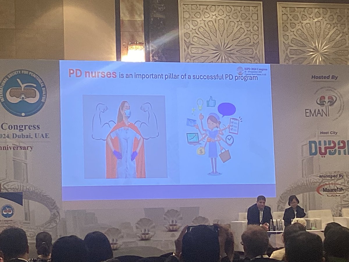 <a href="/ISPD1/">Int. Soc. for Peritoneal Dialysis</a> <a href="/EdwinaBrown_PD/">Edwina Brown</a> <a href="/vjha126/">Vivekanand Jha | विवेकानन्द झा</a> Last talk of the session by <a href="/LilyMshar/">Lily Mushahar</a> 🗣️!

👉🏻 Facilitating Home Dialysis Utilization: The Role of the #PeritonealDialysis Facility!

What a great message: Nurses are ESSENTIAL! 👩‍⚕️

#ISPD24