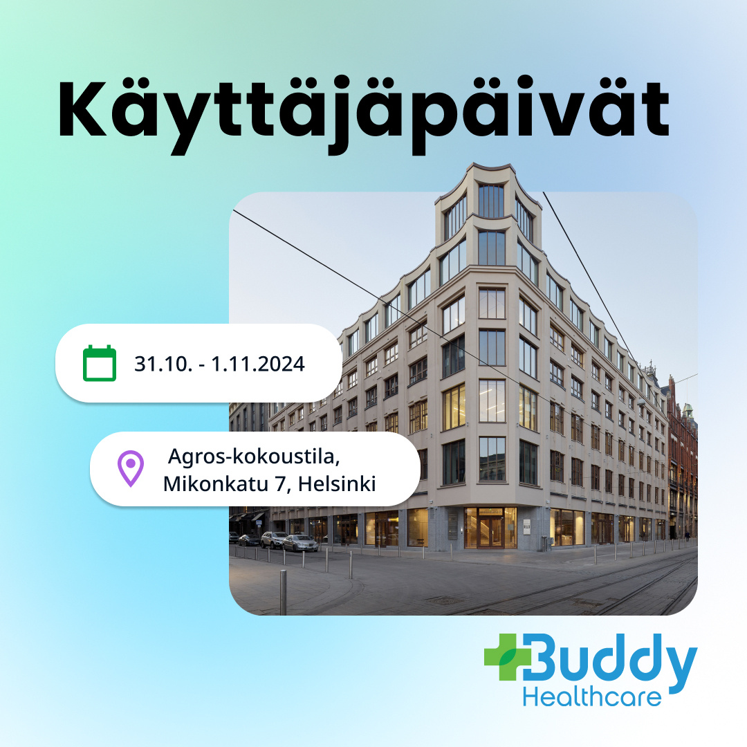 Buddy Healthcaren suositut Käyttäjäpäivät järjestetään jälleen – nyt kuudetta kertaa Helsingissä 🌇

Tutustu tarkempaan ohjelmaan ja varaa paikkasi nopeasti, sillä vapaita paikkoja on rajoitetusti! 👇

hubs.la/Q02RbFwK0

#BuddyHealthcare #Hoidonohjaus #Vaikuttavuus