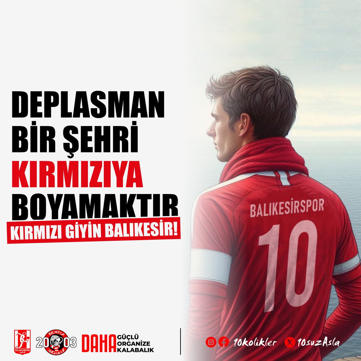 Deplasman, bir şehri kırmızıya boyamaktır. Kırmızı giyin Balıkesir!

#10KolikleR #Deplasman #Tribun