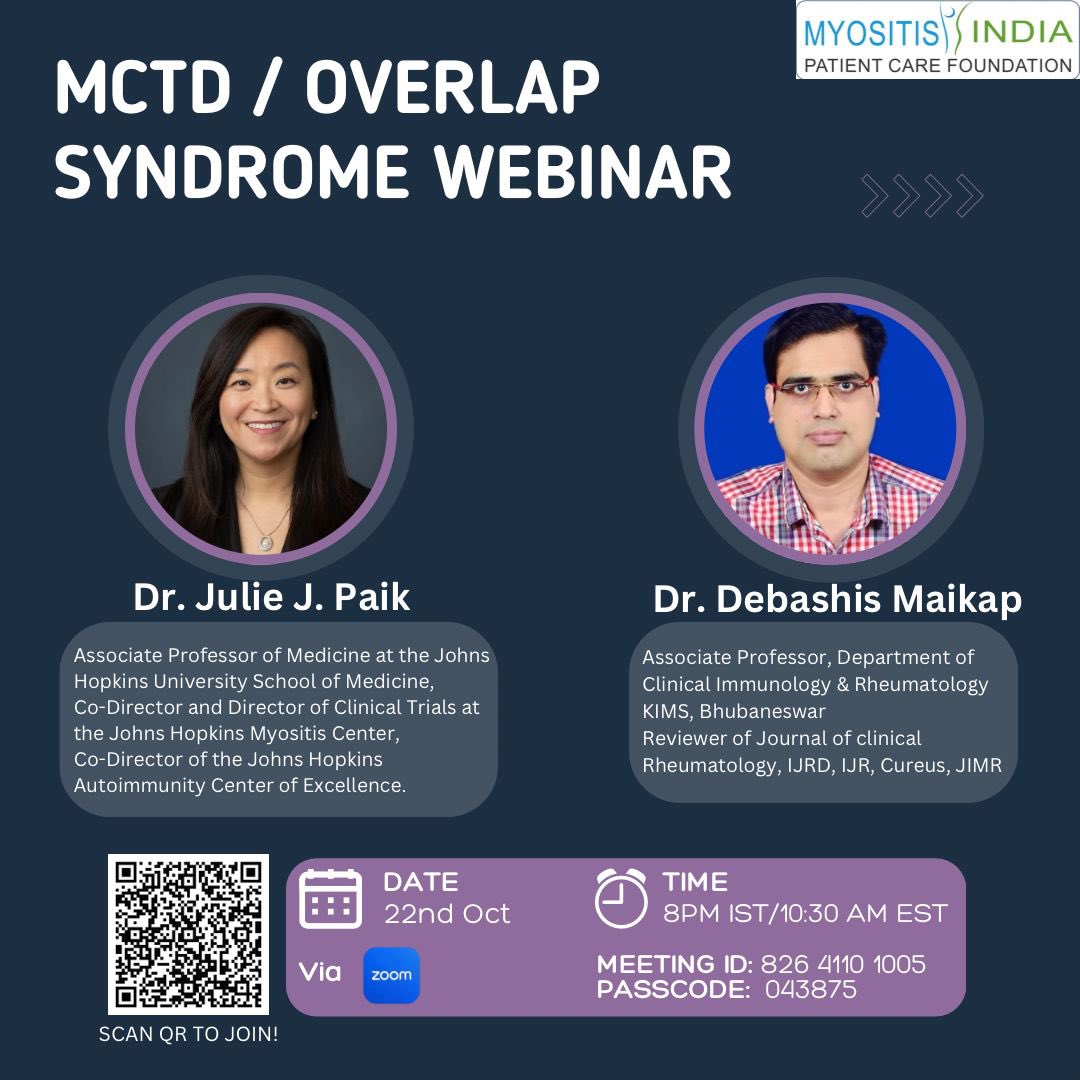 Myositis_India's tweet image. Join the webinar to learn about MCTD/Overlap Syndrome