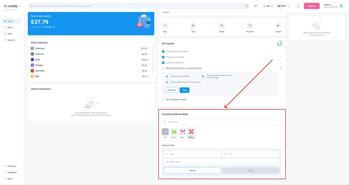 You can now keep your friends’ and colleagues’ crypto wallet addresses in the Contacts Book just like phone numbers!

metla.com