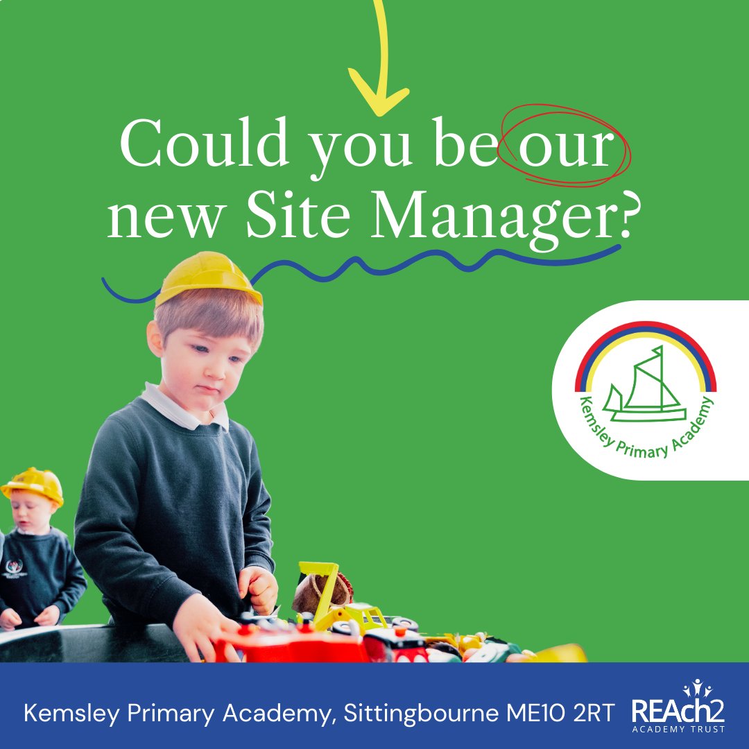 Do you want to keep our children safe and make a lasting impact? Kemsley Primary Academy in Sittingbourne is looking for a site manager to join their vibrant community.

Apply now: loom.ly/8e2Bi1Q
Closing Date : 7th October 2024