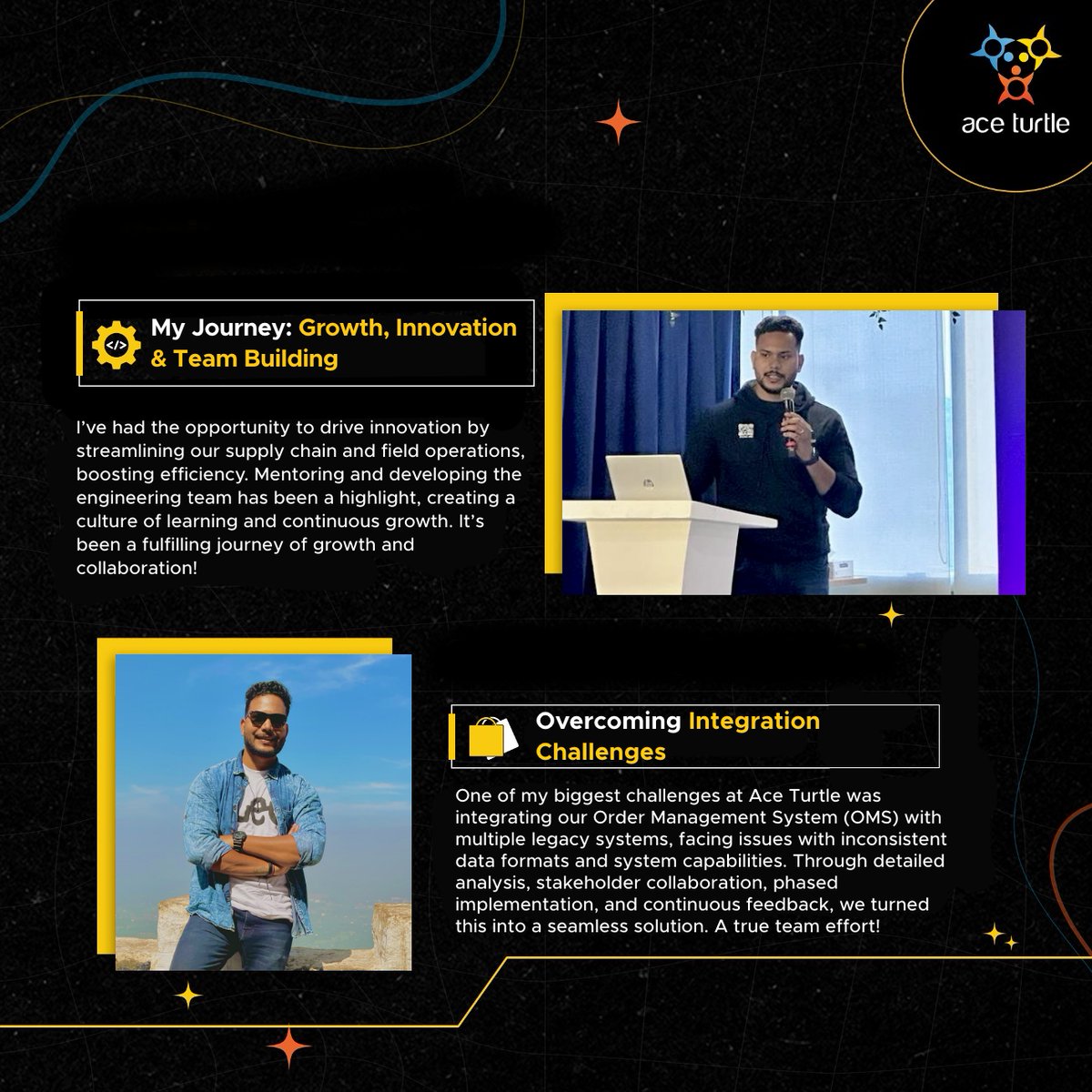_AceTurtle's tweet image. Meet Swapnil Sharma, Associate Director of Engineering at @_AceTurtle! 🌟 Over the last 8+ years, Swapnil has driven innovation, streamlined ops and built a thriving engineering culture. 

#TurtleTales #RetailTech #EmployeeStories #RetailNxt