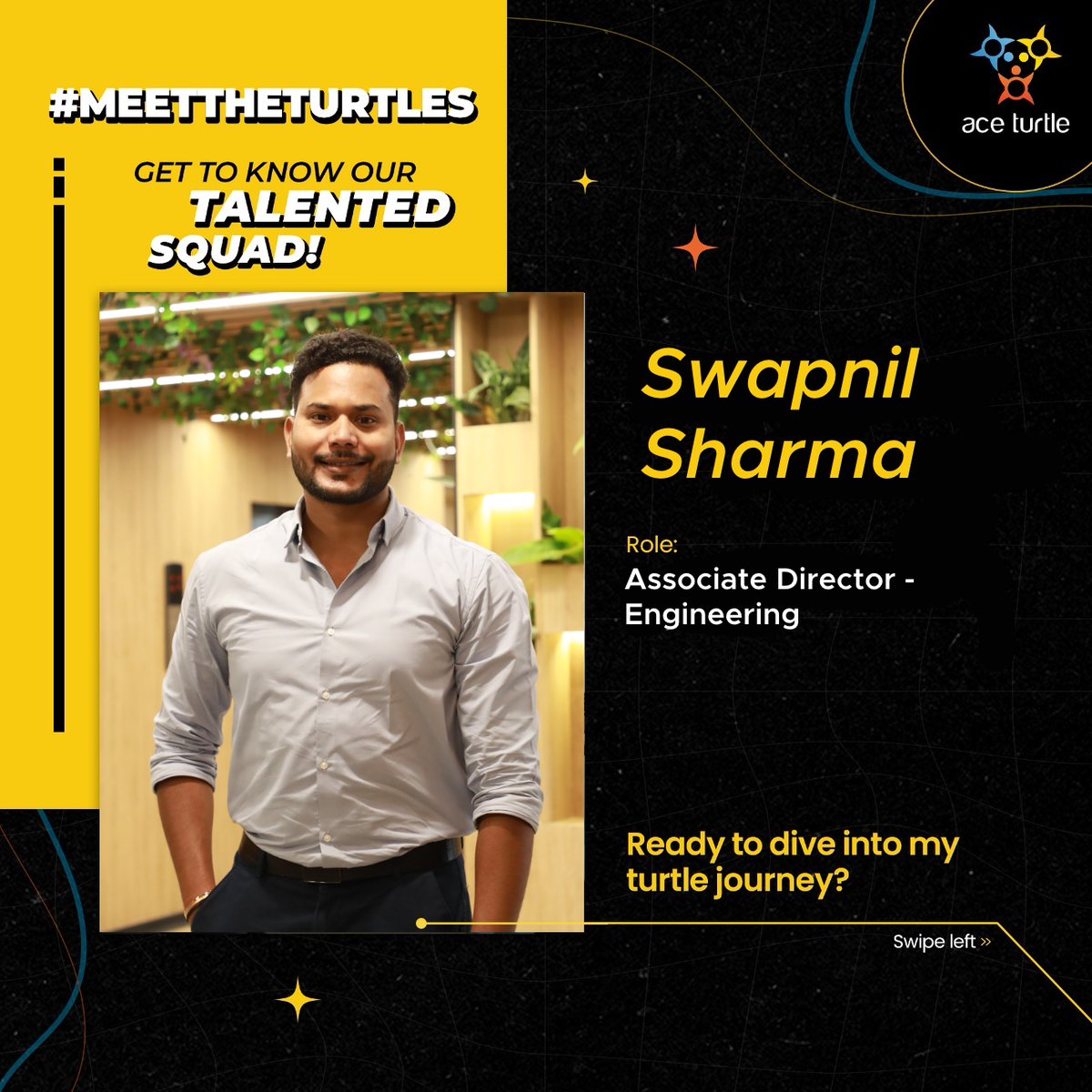 _AceTurtle's tweet image. Meet Swapnil Sharma, Associate Director of Engineering at @_AceTurtle! 🌟 Over the last 8+ years, Swapnil has driven innovation, streamlined ops and built a thriving engineering culture. 

#TurtleTales #RetailTech #EmployeeStories #RetailNxt