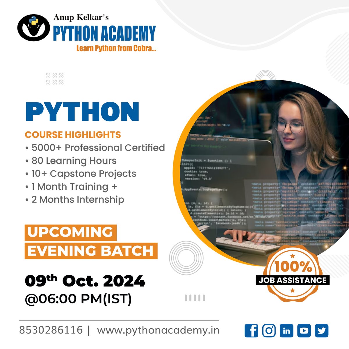PythonAcademy's tweet image. 📢 New Python Evening Batch Starting Soon!
🚀 Ready to upskill and advance your career? Join our Python Evening Batch and master one of the most in-demand programming languages!
🔥 Sign Up Now: pythonacademy.in
📞 Call: 8530286116
#Python #DataAnalytics #PythonAcademy