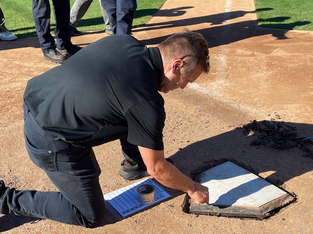 Athletics Authentics (@oakauthentics) on Twitter photo Home plate being authenticated. Its final resting place will be in Cooperstown with the <a href="/baseballhall/">National Baseball Hall of Fame and Museum ⚾</a>
#Oakland #Athletics Home plate being authenticated. Its final resting place will be in Cooperstown with the <a href="/baseballhall/">National Baseball Hall of Fame and Museum ⚾</a>
#Oakland #Athletics
