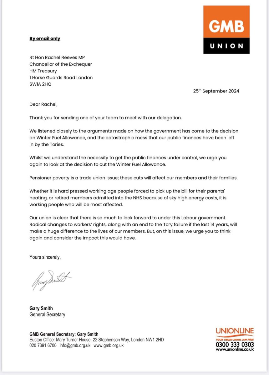 CraigTGMB's tweet photo. The GMB Union stands firm against cuts to the Winter Fuel Allowance. These cuts will hit pensioners hard and add to the burden on working families. We urge Rachel Reeves to reconsider and protect our most vulnerable. 

Let’s keep fighting for fairness. #PensionerPoverty #UnionStrong